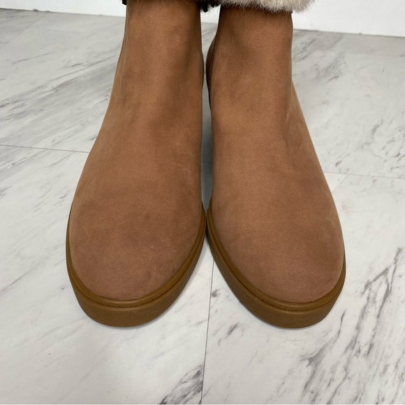 Paolo Flossie Brown Faux Fur Cuff Hidden Wedge Bootie 9 1/2 M - Picture 10 of 14